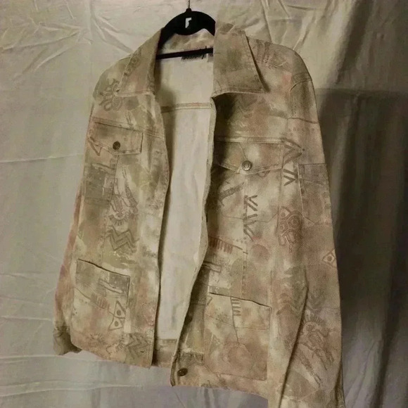 Chico's Design Jacket Patterned Denim looking layering top Women's 1 - Picture 1 of 8